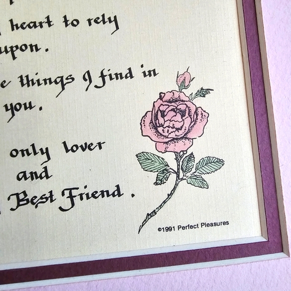 1991 "My Wife" Poem Picture Frame | Wife Poem Picture Roses Vintage White Frame - Picture 2 of 12